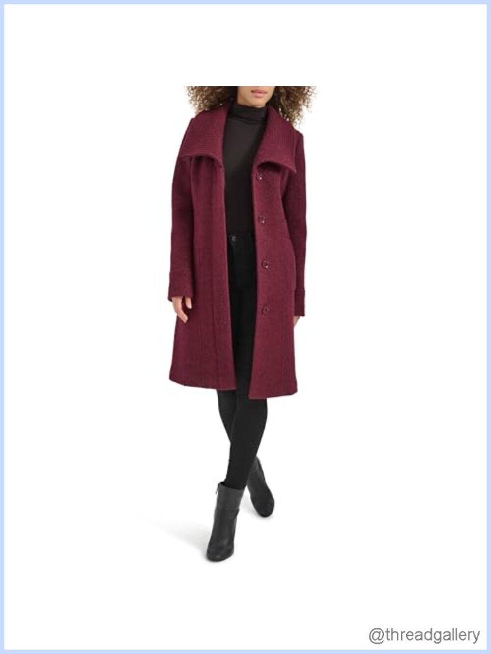 Boucle Wool Coat Wing Collar Princess Seaming Fall Winter Layer